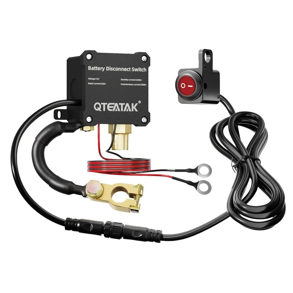 12 V Battery Disconnect Switch for Car, 250 A, 9.84 FT Battery Kill Switch to Pr