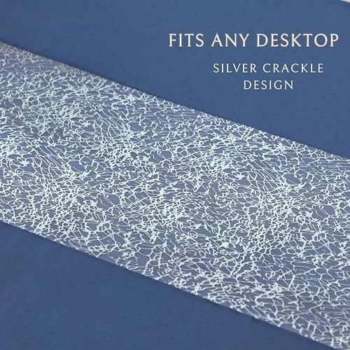 20Ft Silver Table Runner, Sparkly Metallic Glitter Foil 20FT Cracked Silver