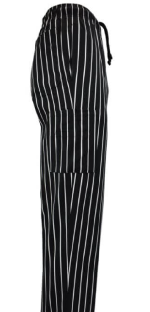 Classic Chalk-stripe Chef Pants 3 Pocket Heavy Duty Kitchen Chef Wear XS-5XL