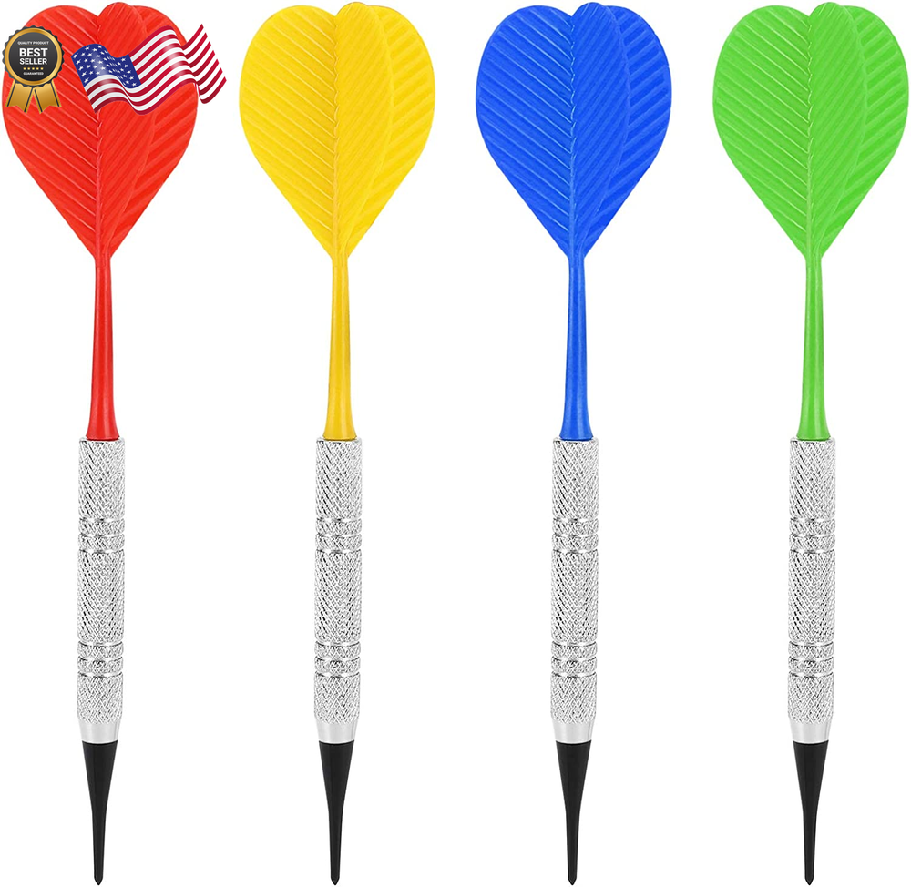 12 Pcs Soft Tip Darts Bar Dart Plastic Tip Darts Set Attach Extra 100 Black 2BA