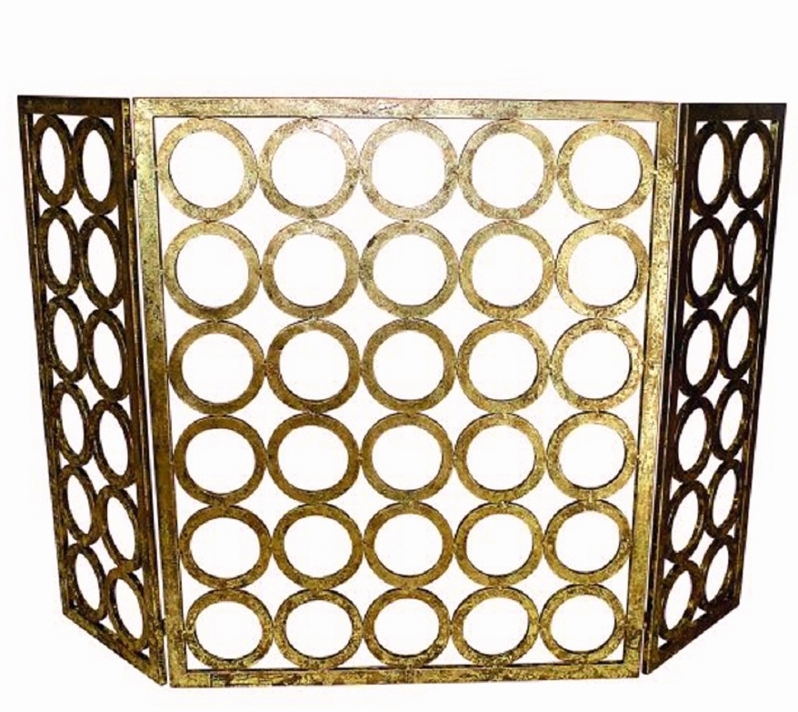 Circles Fireplace Fire Screen Modern Contemporary Single Panel 50"W