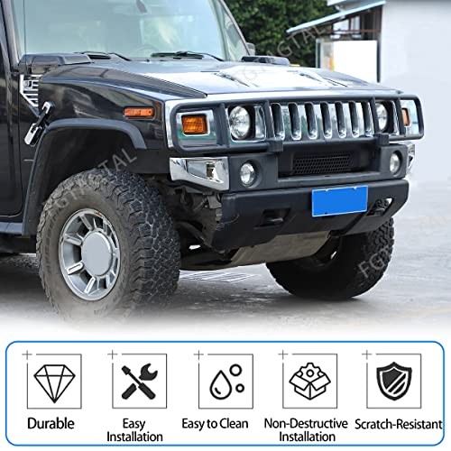 Front Bumper Corner Bezels Replacement Compatible with Hummer H2 Bright Silver