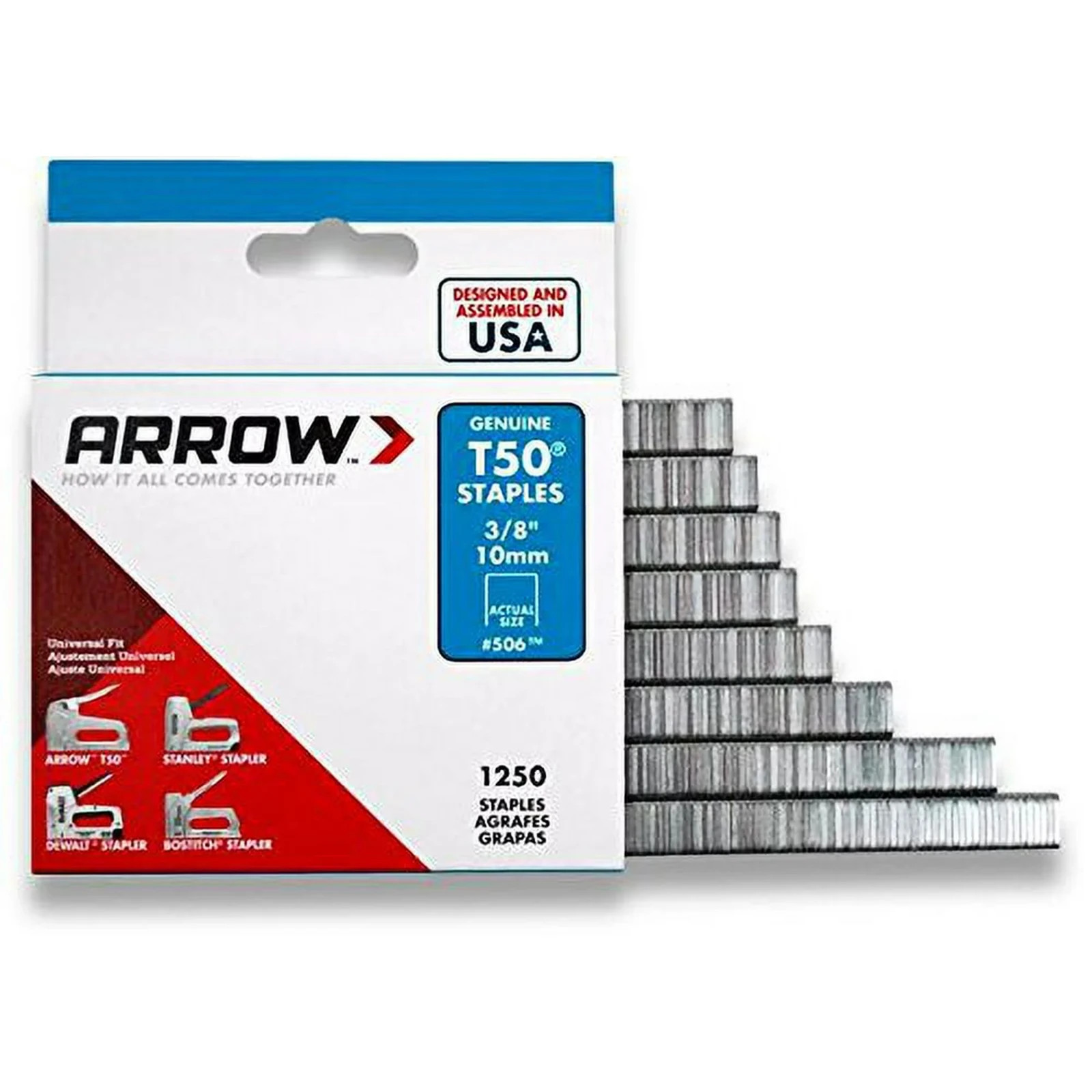 Arrow T50 Staples 3/8 Inch 1250 Pack Heavy Duty Galvanized Steel Free Shipping