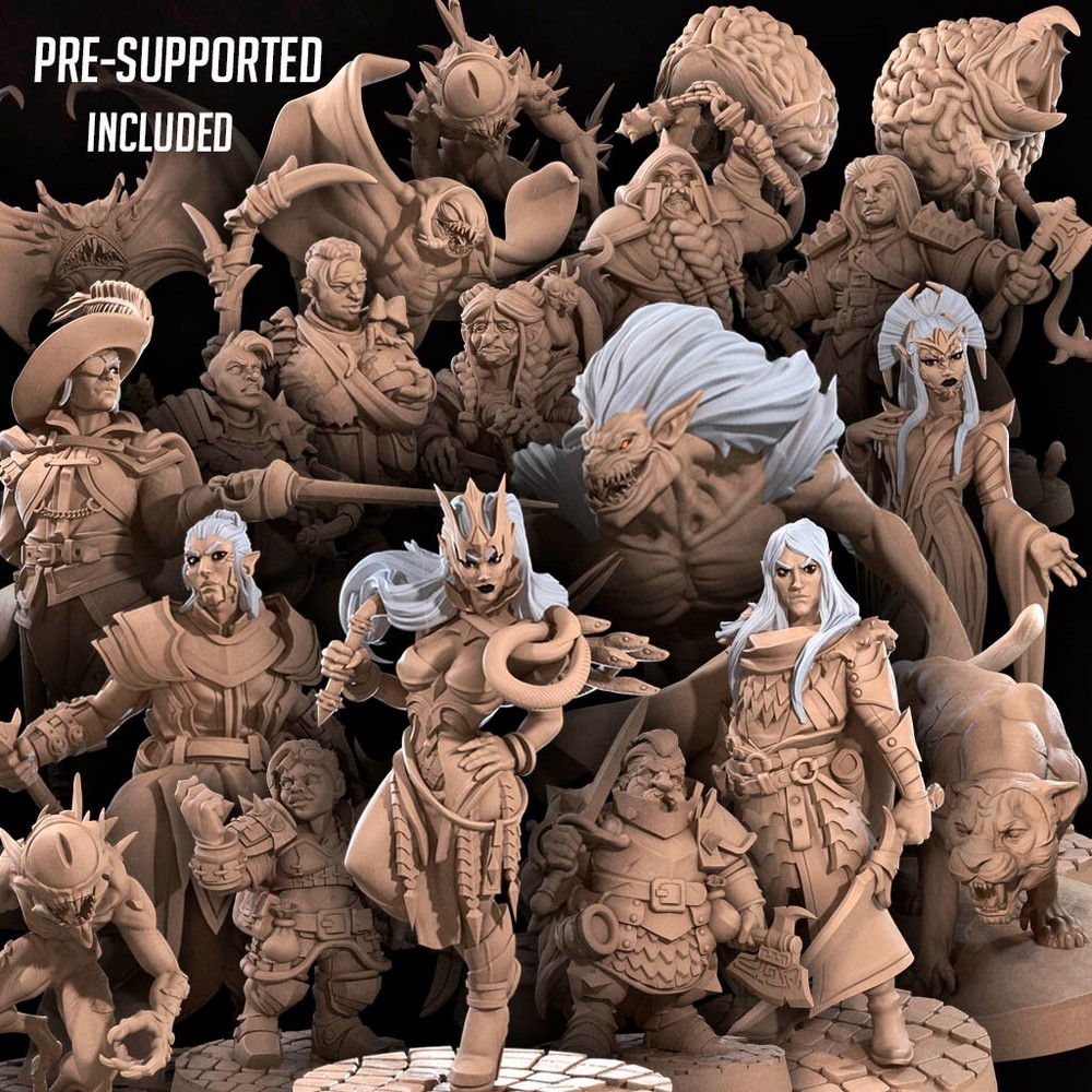 Miniature Bundle Underdark Drow Duergars and monsters DnD, D&D, role playing