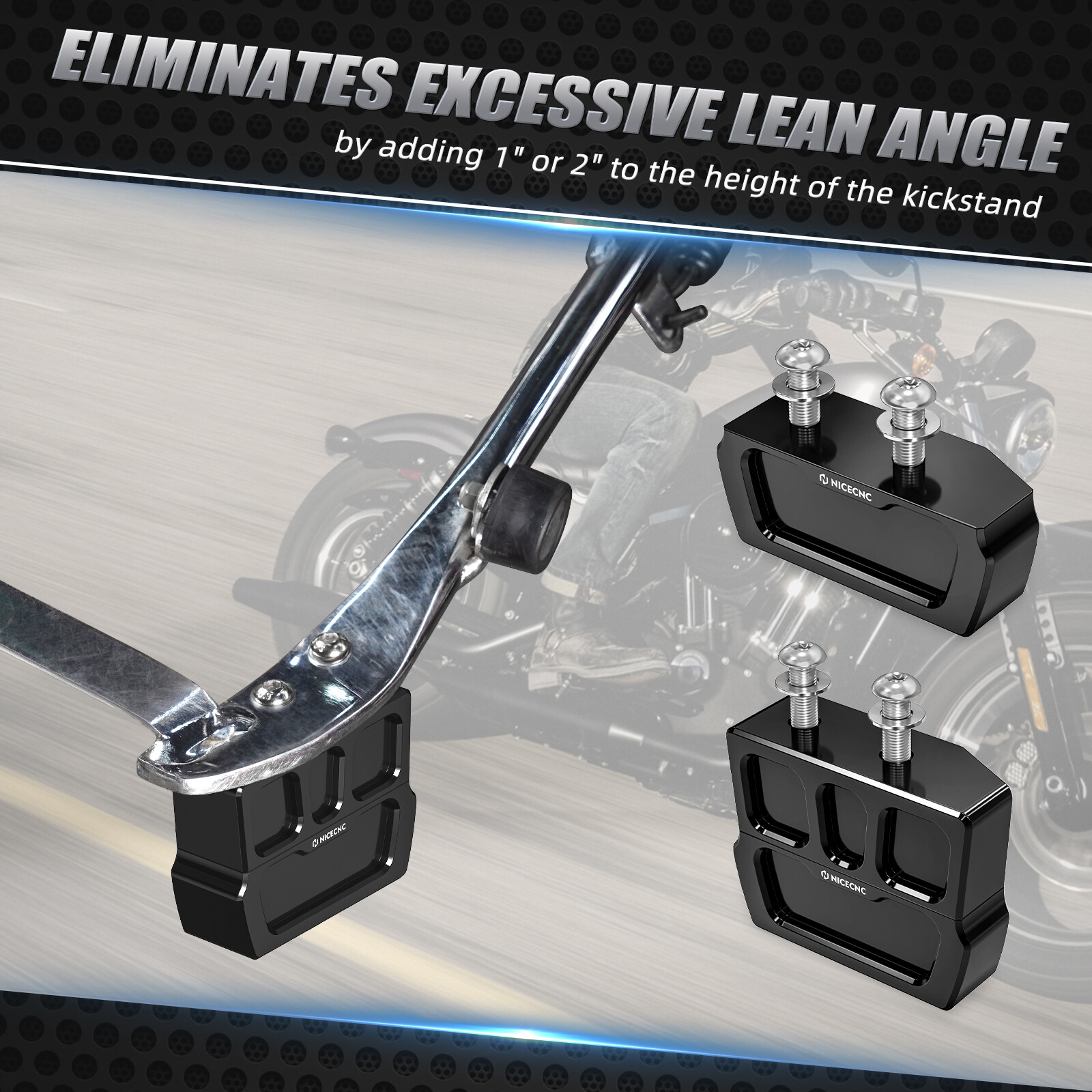 1" / 2" Kickstand Lift Block Riser Set For Harley Iron 1200 XL1200NS 2018-2019