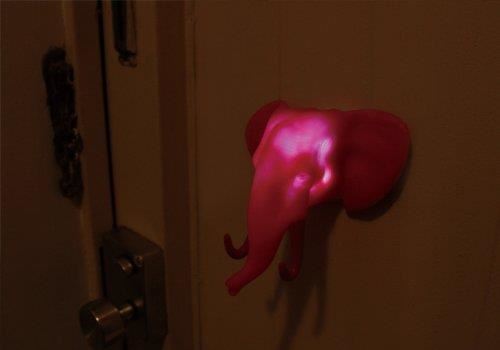 Hunting Trophy Light Pink Elephant LED Light Sensor & Hook Mount