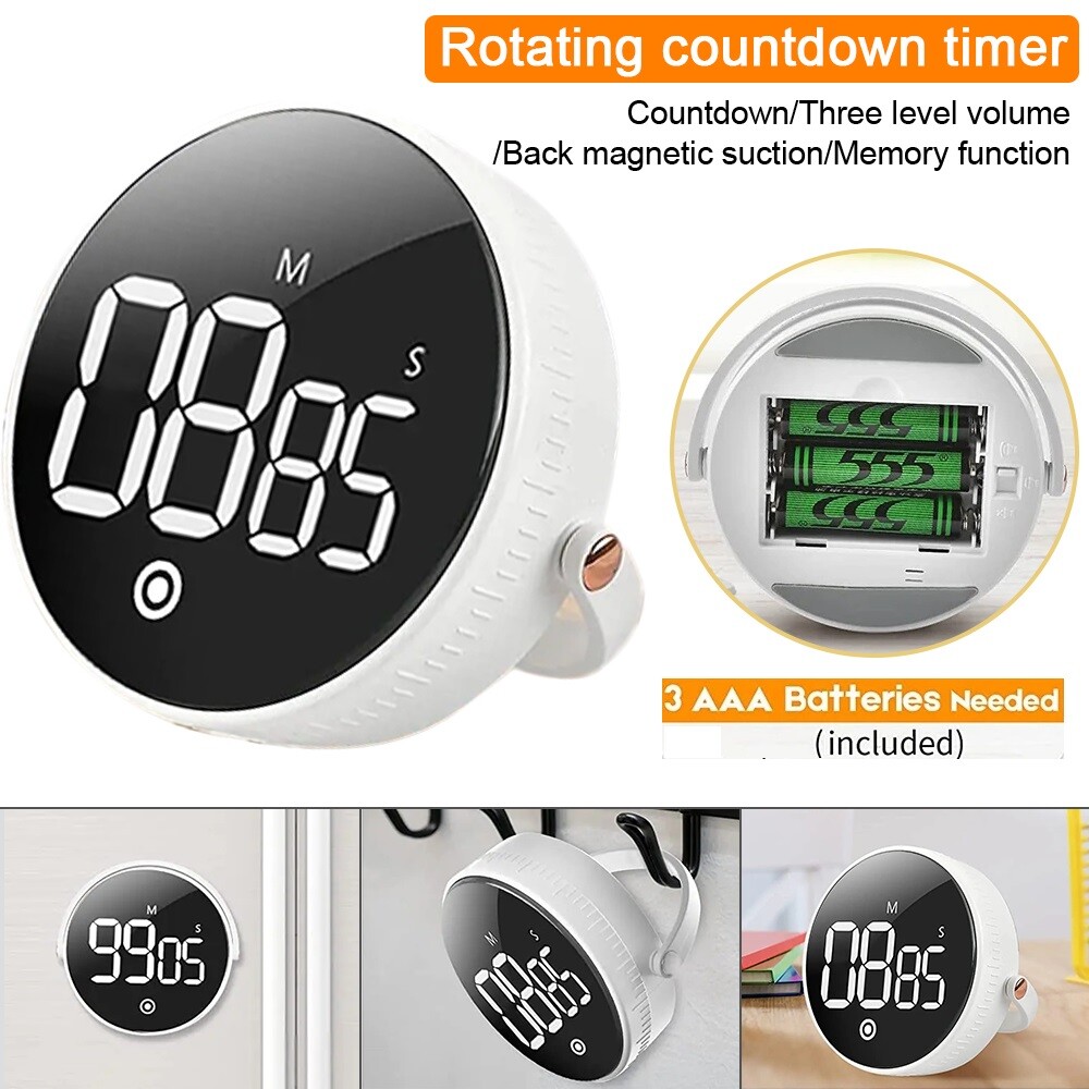 Large LED Display Magnetic Countdown Countup Timer Digital Kitchen Cooking Timer