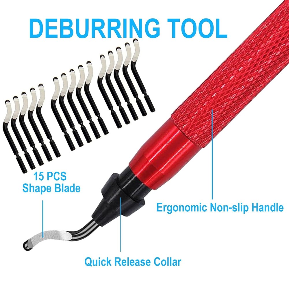 Deburring Tool Kit with 15 Swivel Blades for Metal Plastic