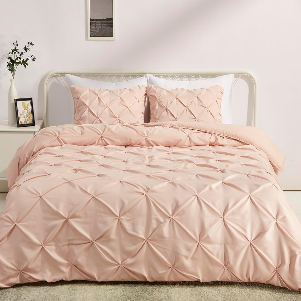 Amazon Basics Queen Size Comforter Sets, All-Season Full/Queen, Blush
