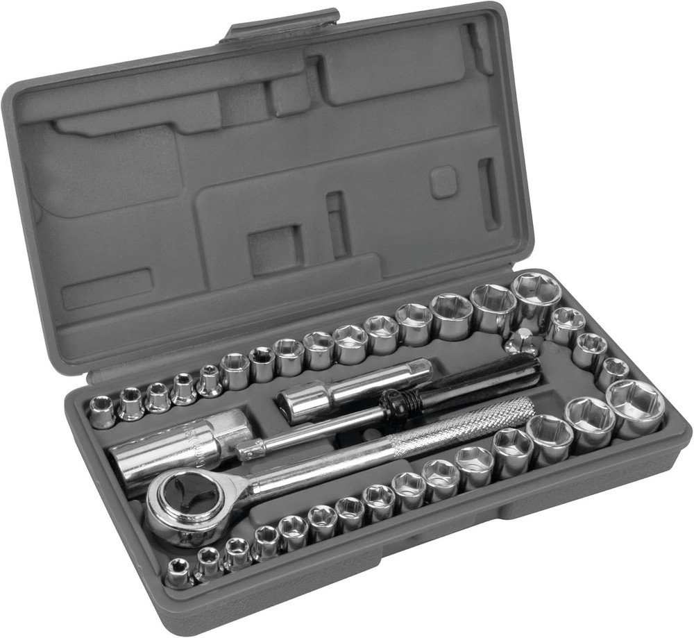 Versatile 40-Piece SAE/Metric Socket Set with Durable Alloy Steel Construction
