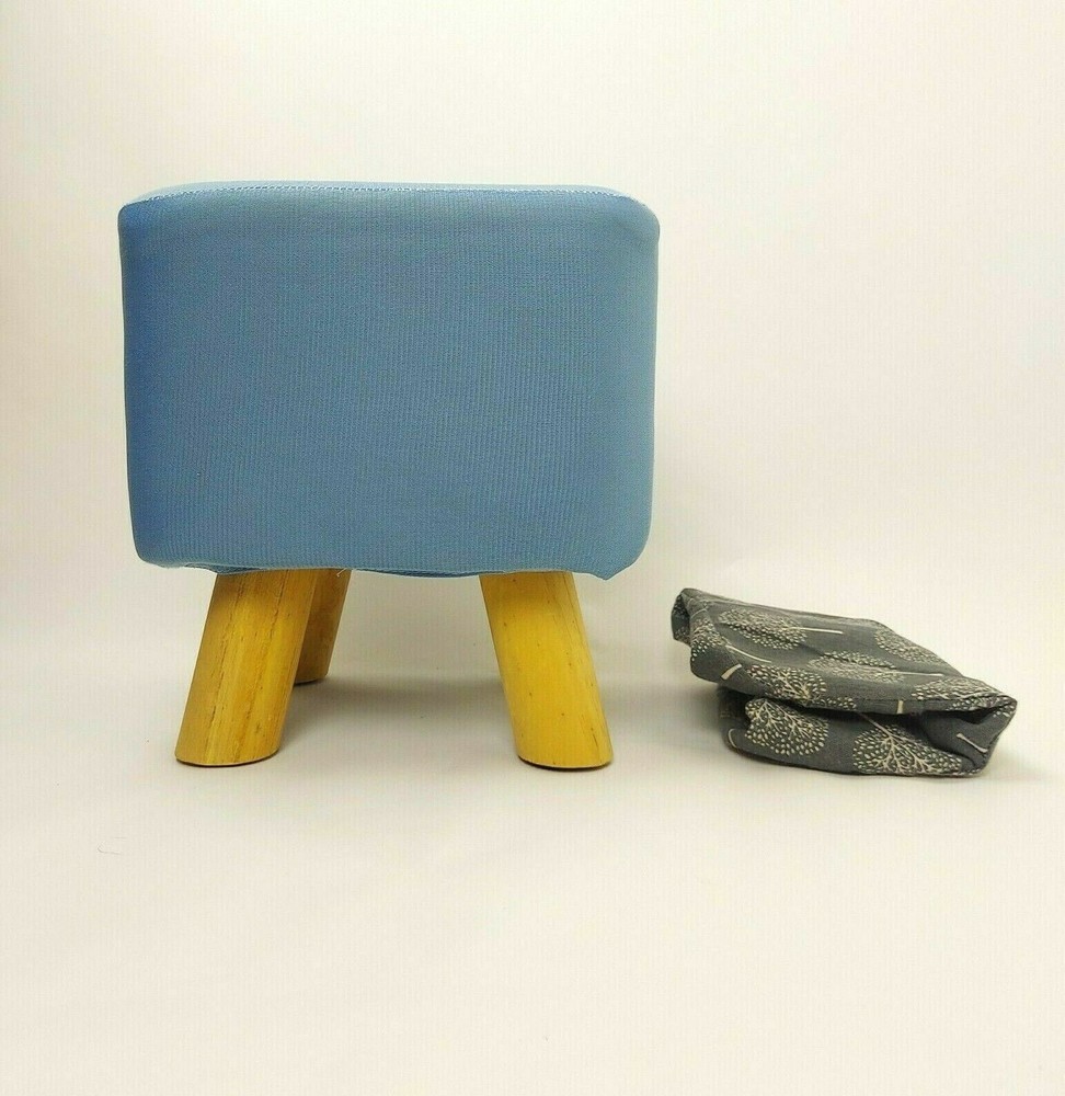 Footstool & Foldable Storage Bin Set Gray Square Stool Cushion Seat Gift