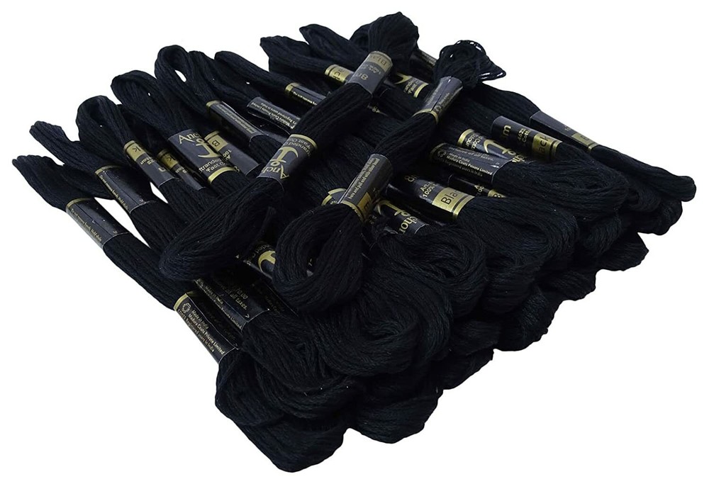 Anchor Threads Stranded Cotton Thread Floss Cross Stitch Hand Embroidery Black