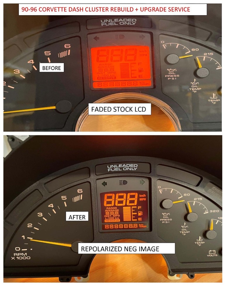 90-96 CORVETTE DASH CLUSTER REBUILD + LCD UPGRADE SERVICE