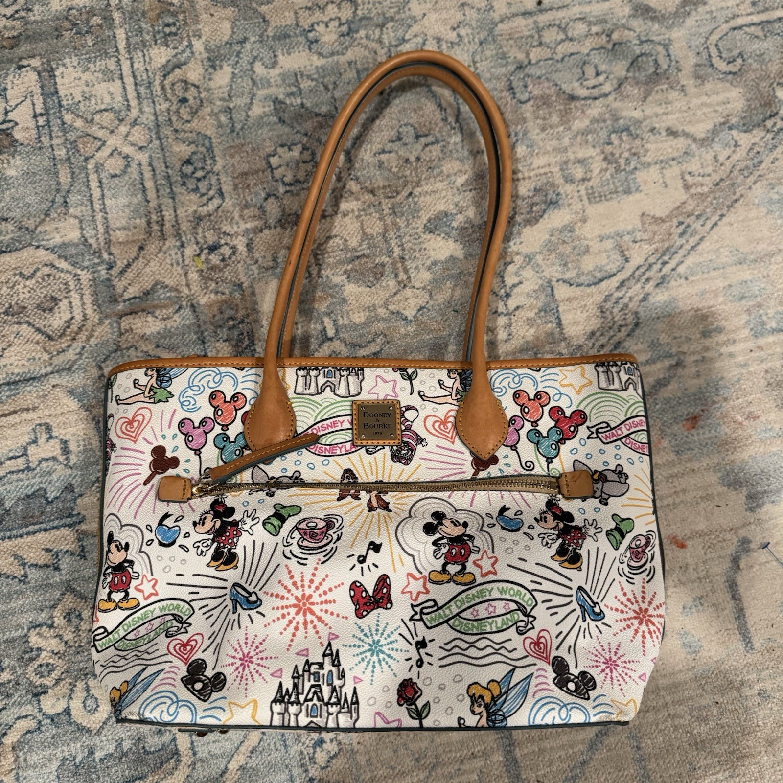 Dooney & Bourke Disney Sketch Mickey & Minnie Mouse Castle Handle Tote Bag Purse