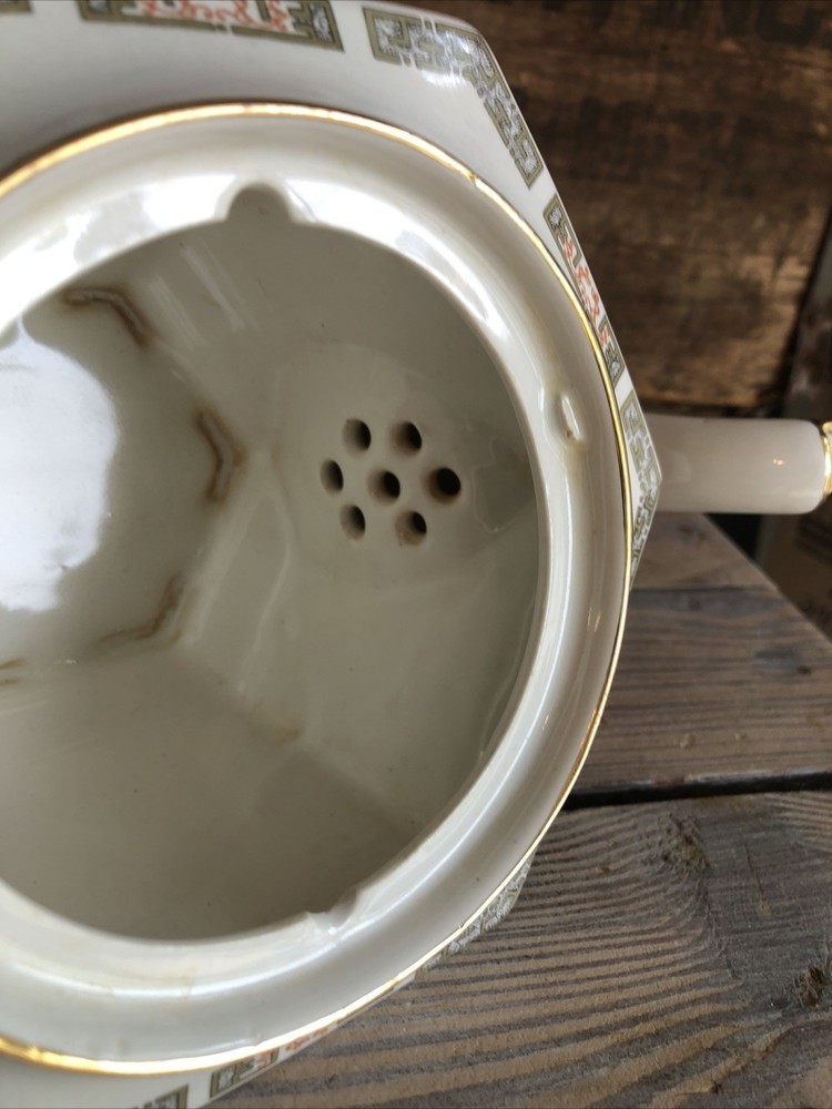 Sadler Teapot Indian Tree Pattern Hexagonal England 4 Cup 1659D Antique Signed