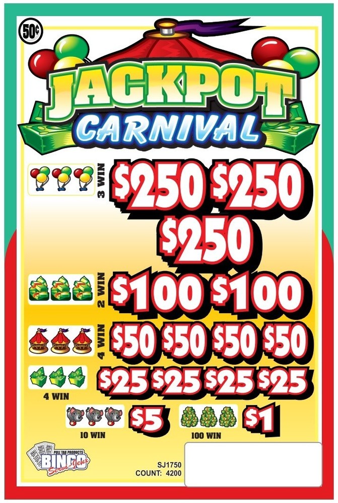 NEW .50c pull tickets JACKPOT CARNIVAL .50c - Instant Tabs