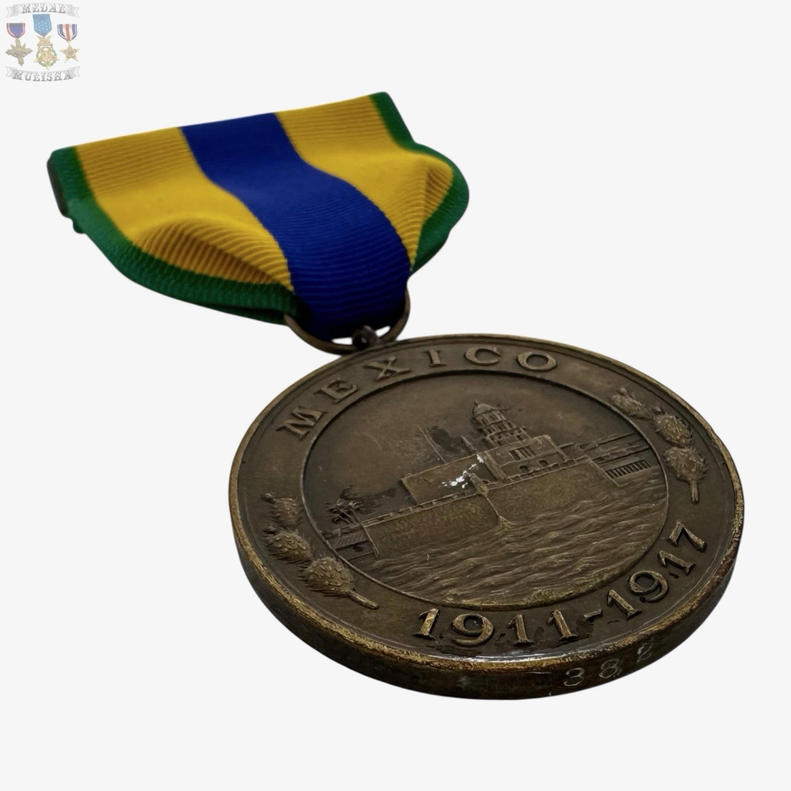 #382 WWI U.S. NAVY MEXICO CAMPAIGN MEDAL NUMBERED BAILEY BANKS & BIDDLE WW1