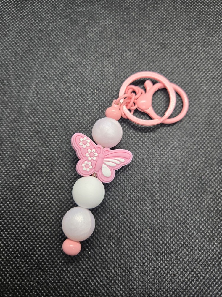 Handcrafted Pink Butterfly Bead Key Chain