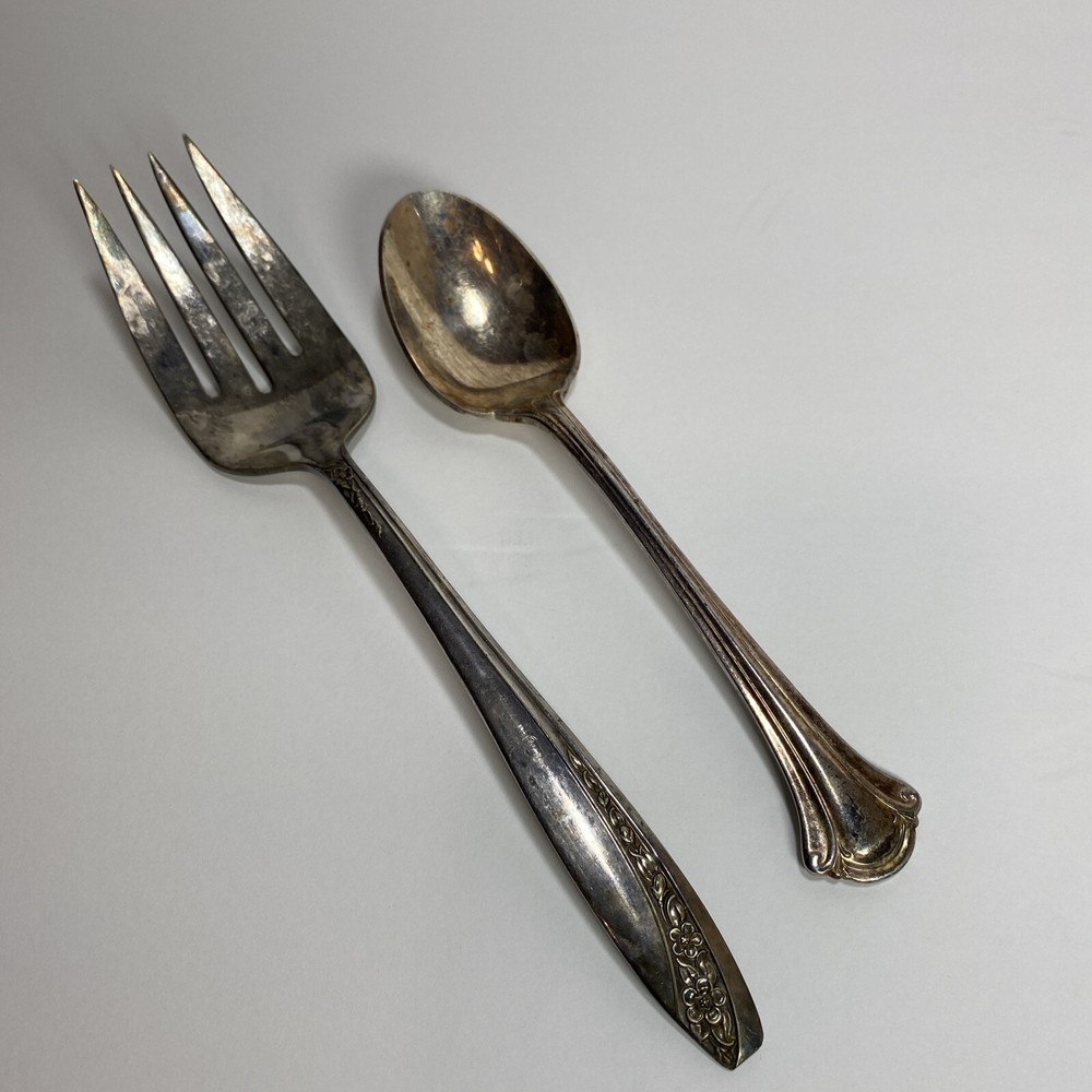 WM Rogers Starlight Pattern Serving Fork & International Silver Serenity Spoon