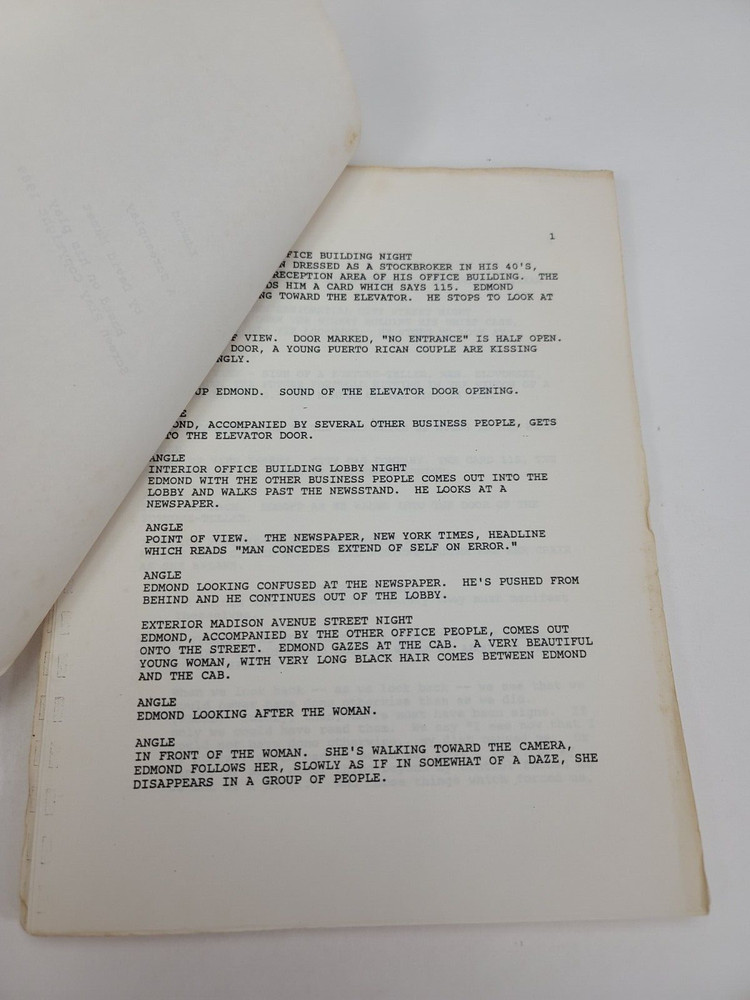 EDMOND / David Mamet 1989 Screenplay Draft Script, based on his own play