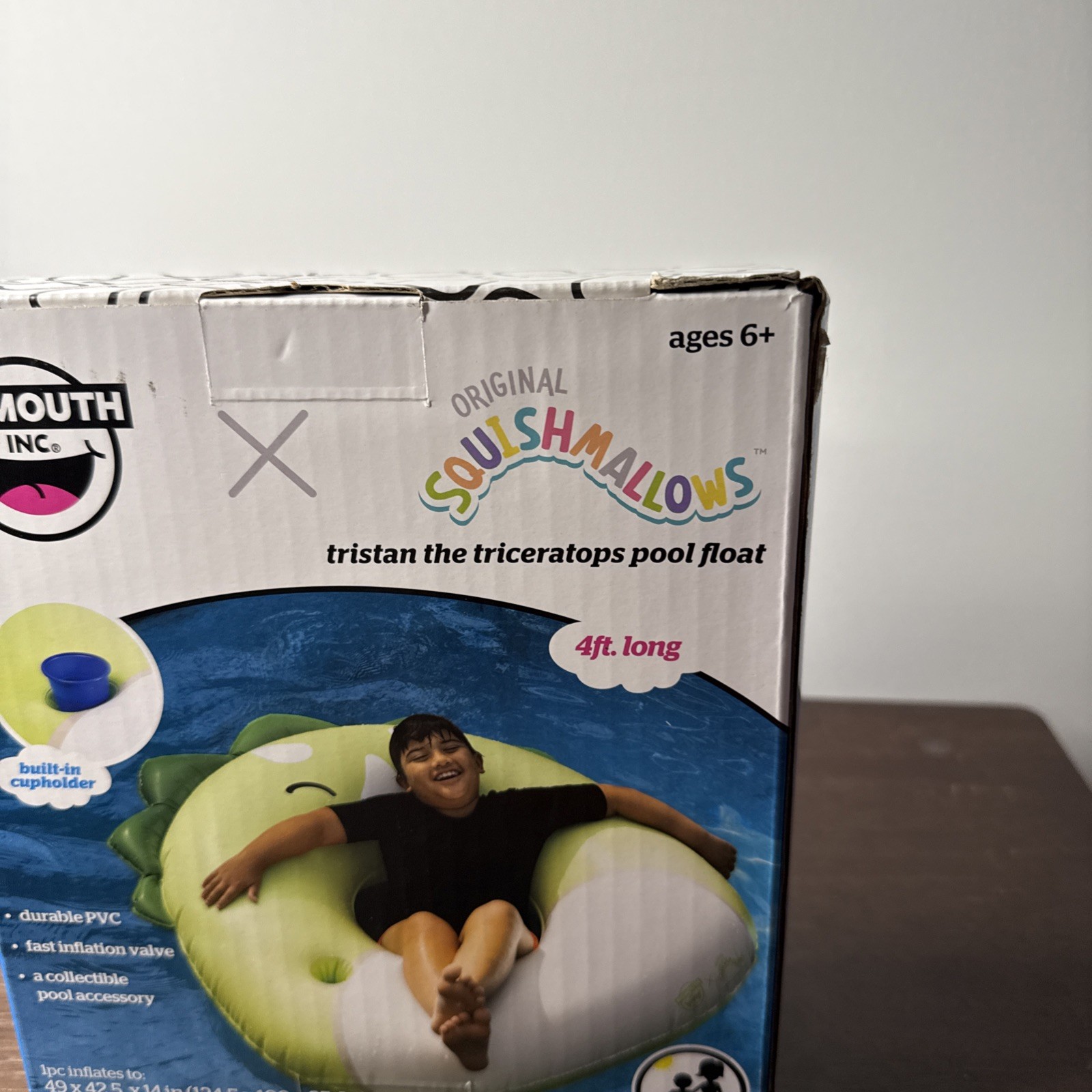 NIB Squishmallows Pool Float Tristan The Triceratops Beach Summer Cup Holder