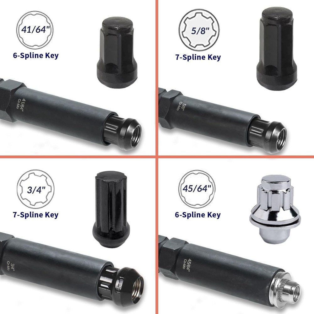 8PCS Universal Locking Key Lug Nut Master Socket Set Wheel Lock Removal Tool Kit