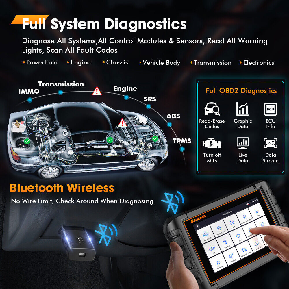 FOXWELL Bluetooth Bidirectional All System Diagnostic Scan Tool Car OBD2 Scanner