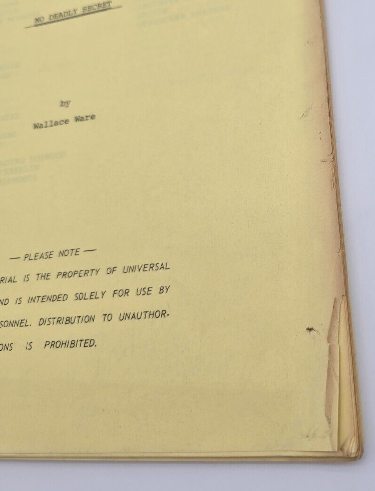 QUINCY, M.E. / Wallace Ware 1977 TV Script, Jack Klugman "No Deadly Secret"