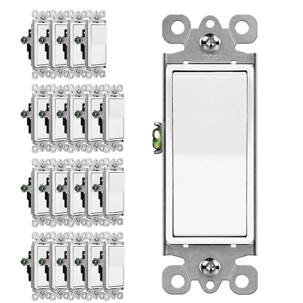 20 Pack CML 3 Way Decorator Paddle Rocker Wall Light Switch Single Pole or Th...