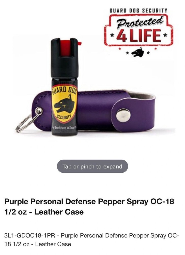 Pepper Spray- Purple Leather Case Keychain