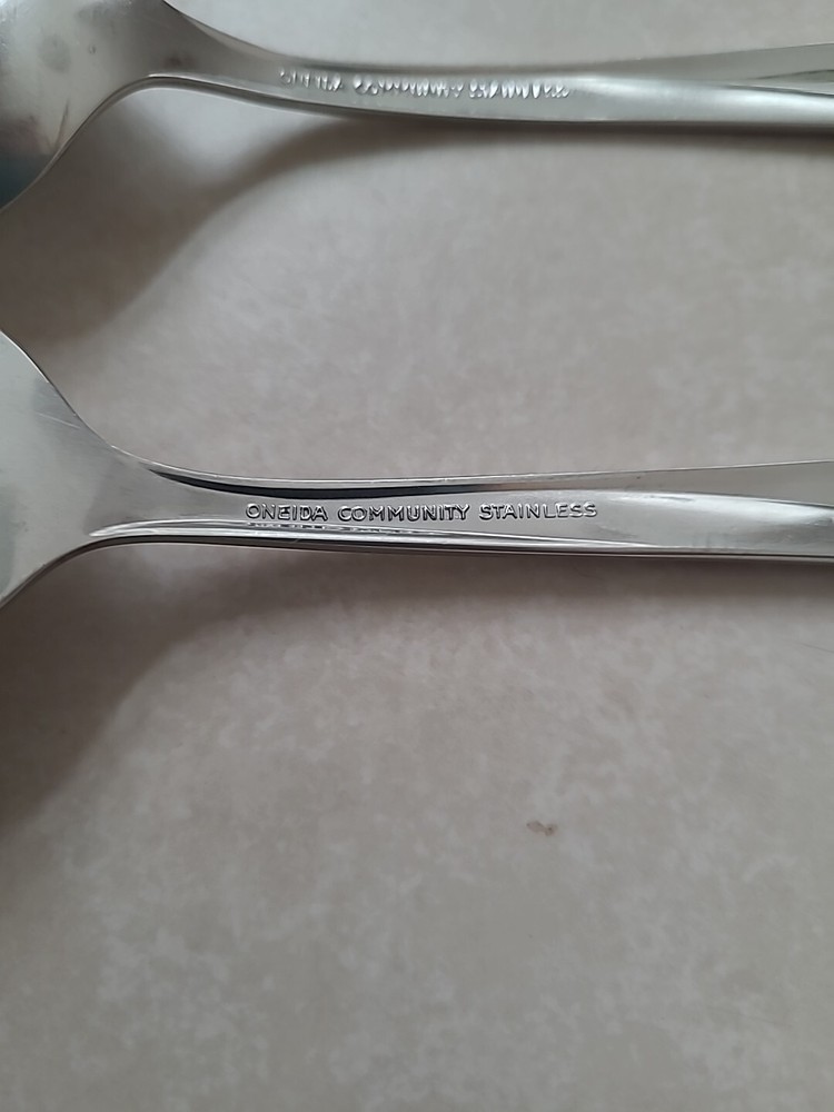Oneida Stainless Flatware 2 pc Serving Spoon and Meat Fork VTG