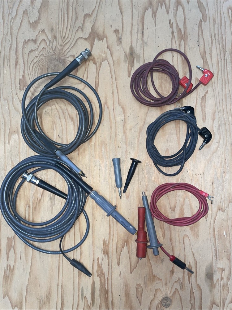 (2) Tektronics Leads, (3) Bannana Leads & Misc Tips