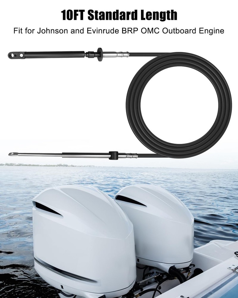 10FT Throttle Shift Remote Control Cable Fit for Johnson Evinrude BRP OMC Out...