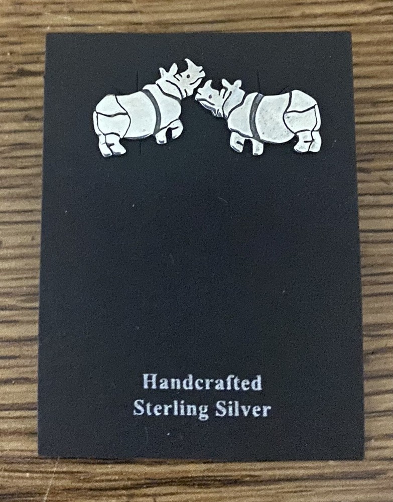 Rhino Earrings Sterling