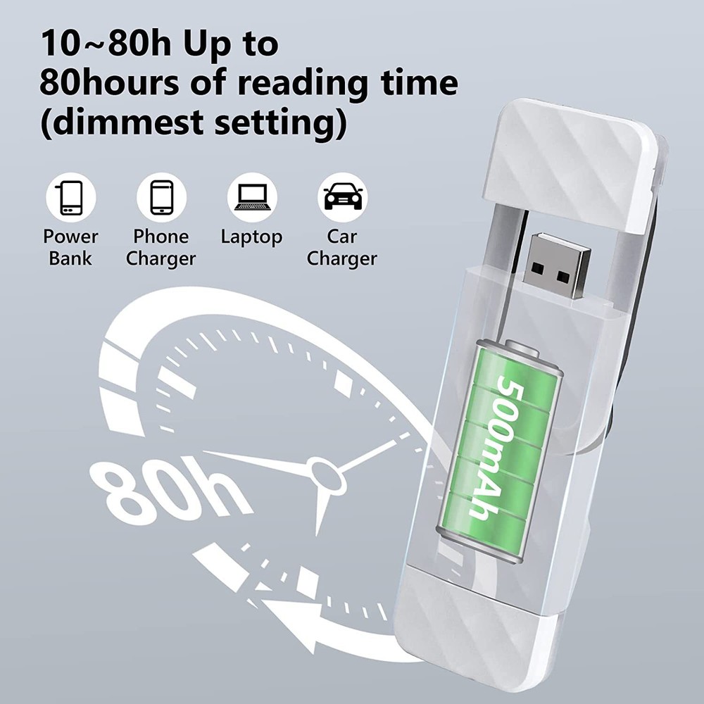 LED Book Light Bookmark Reading Light USB Rechargeable Adjustable Night Lamp