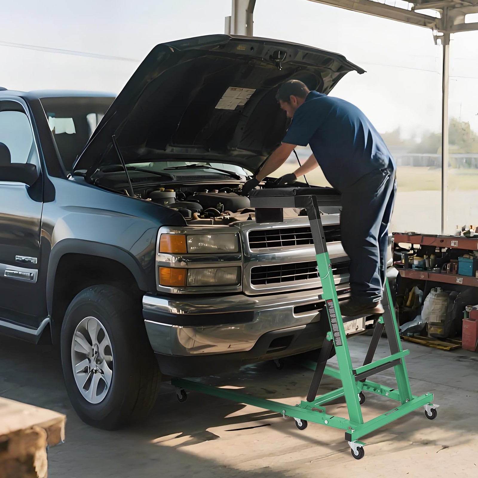 Automotive Topside Creeper 400LBS Adjustable Height Movable with 4 Wheels