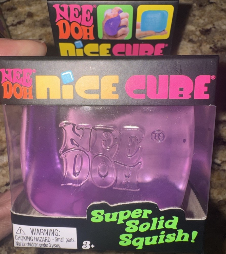 🔥🔥Nee Doh Nice Cube Super Solid Squish Squeeze Toy Purple Sensory Ages 3+🔥🔥