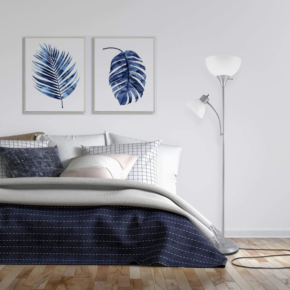 Modern 72" Black Floor Lamp, Dual Torchiere & Reading Light, Space-Saving