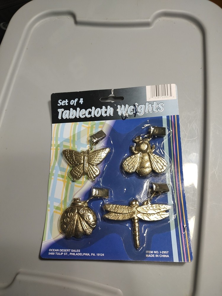 Vintage 4 Piece Tablecloth Weights Insect Designs