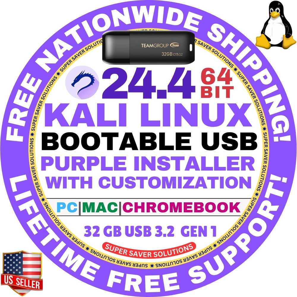 KALI LINUX OS 24.4 LIVE / FULL INSTALLER / DVD, USB / 64-BIT, AMD64 / MAC PC ALL