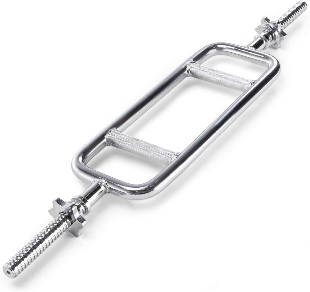 Threaded Solid Chrome Triceps Bar for Weightlifting and Bodybuilding IRBB-34T