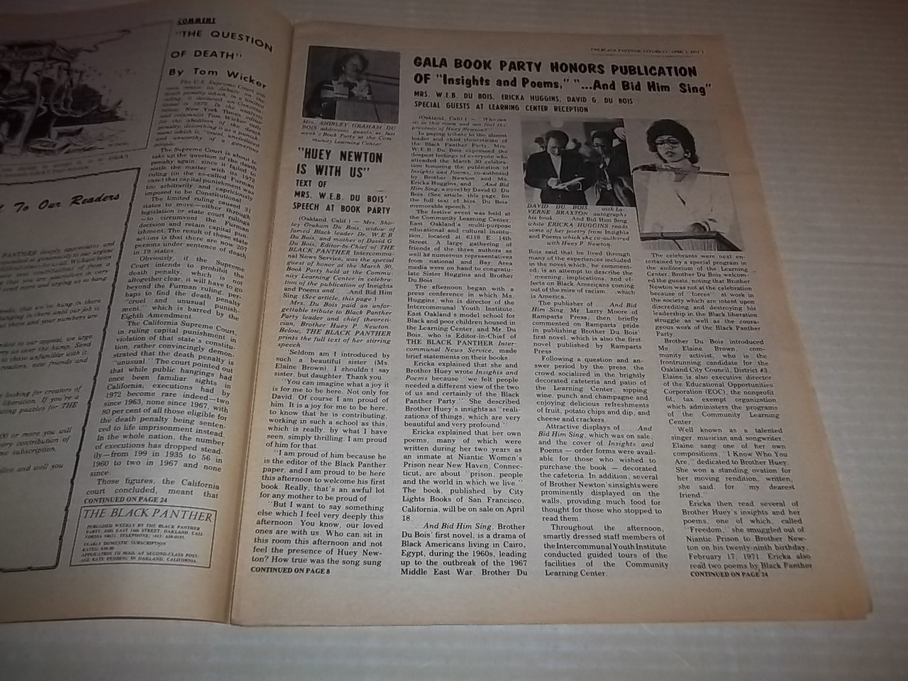 Black Panther Newspaper April 5, 1975 George Jackson, Huey P. Newton VG+