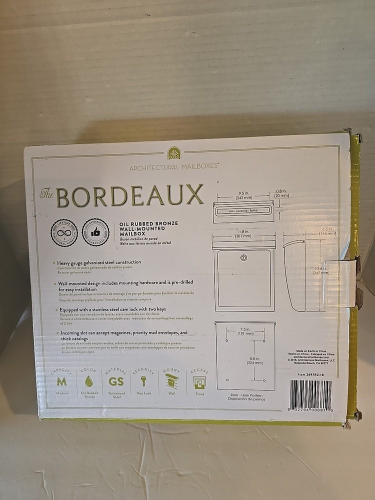 Architectural Mailboxes Bordeaux Rubbed Bronze Medium Steel Locking Wall Mount