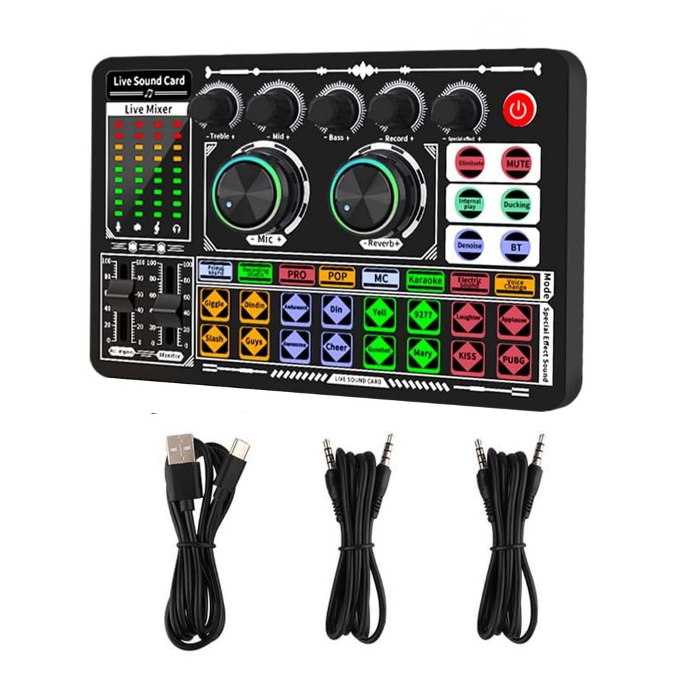 F999 Professional Live Sound Card Multi-platform Live Steaming Compatibility
