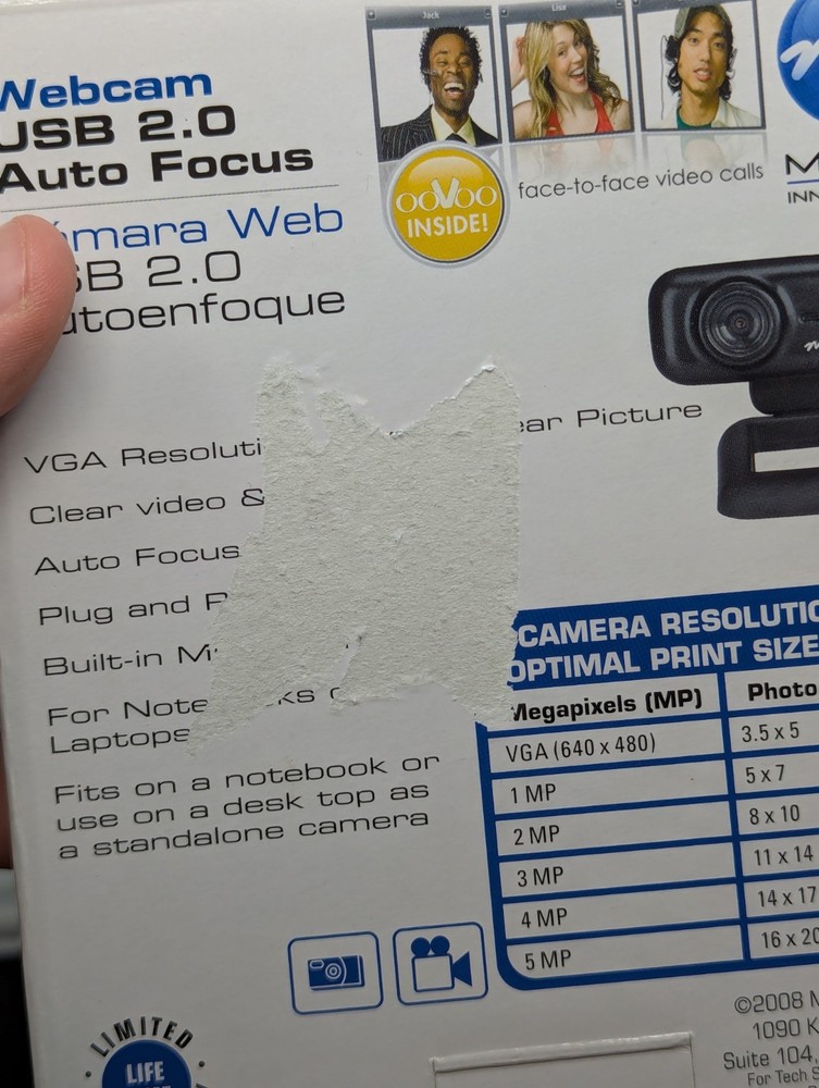 Micro Innovations 2.0 USB Auto Focus Web Cam New Fast Shipping!