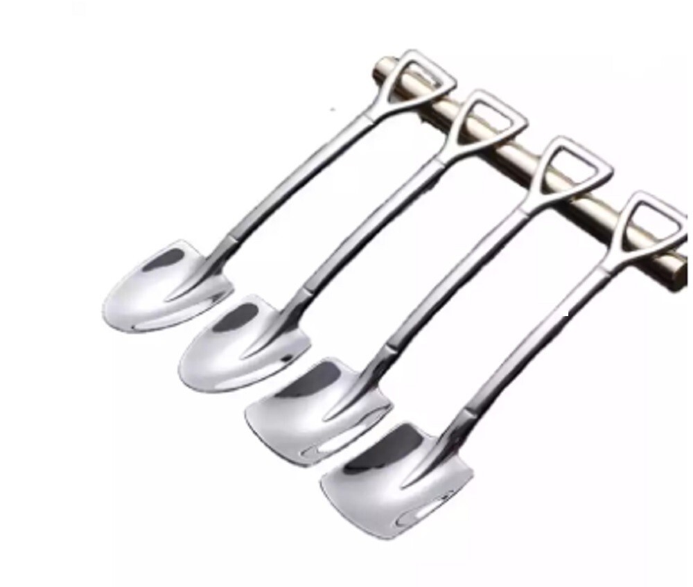6 Pcs Stainless Steel Shovel Teaspoon Ice Cream Coffee Watermelon Dessert Spoon