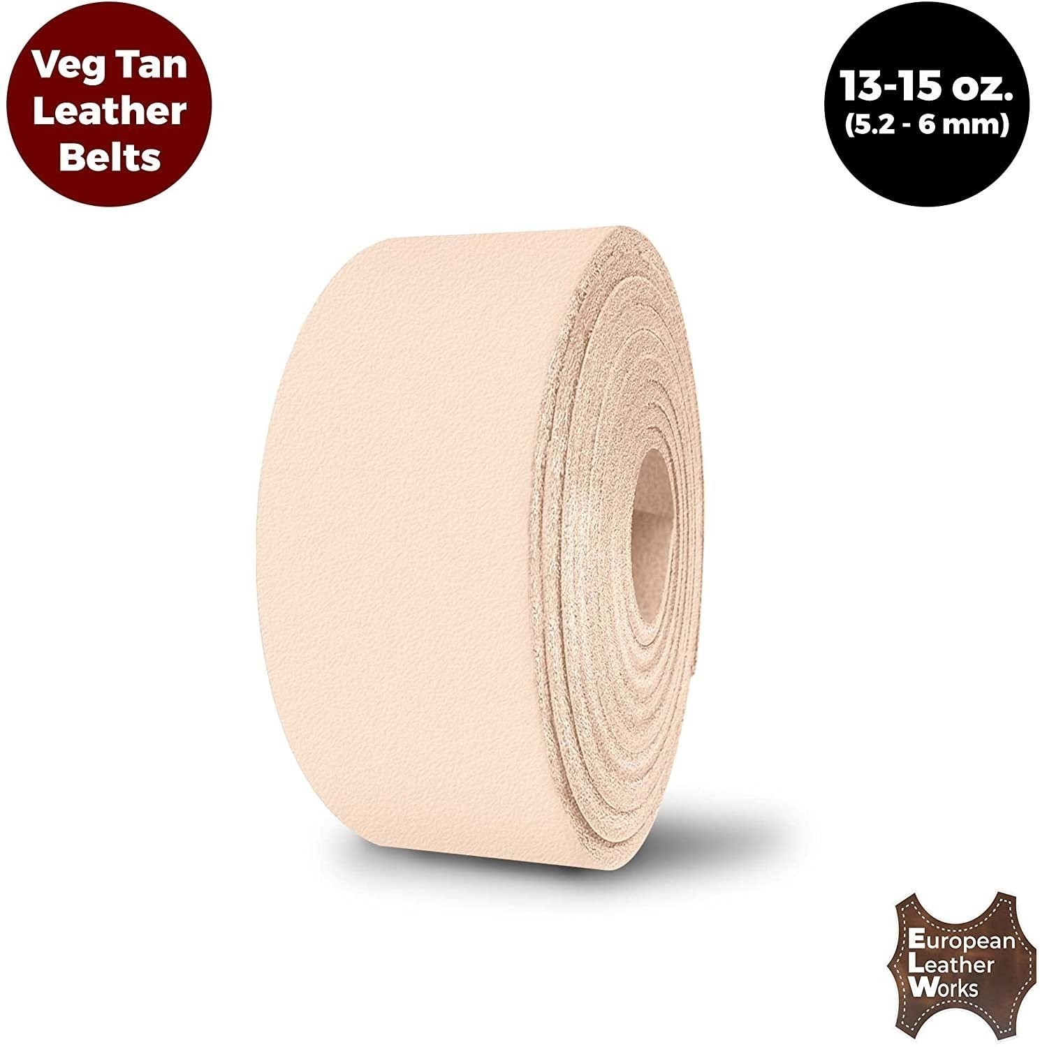 ELW Leather Blank Belt - 8-9 to 13-15 oz Thickness Cowhide Vegetable Tanned