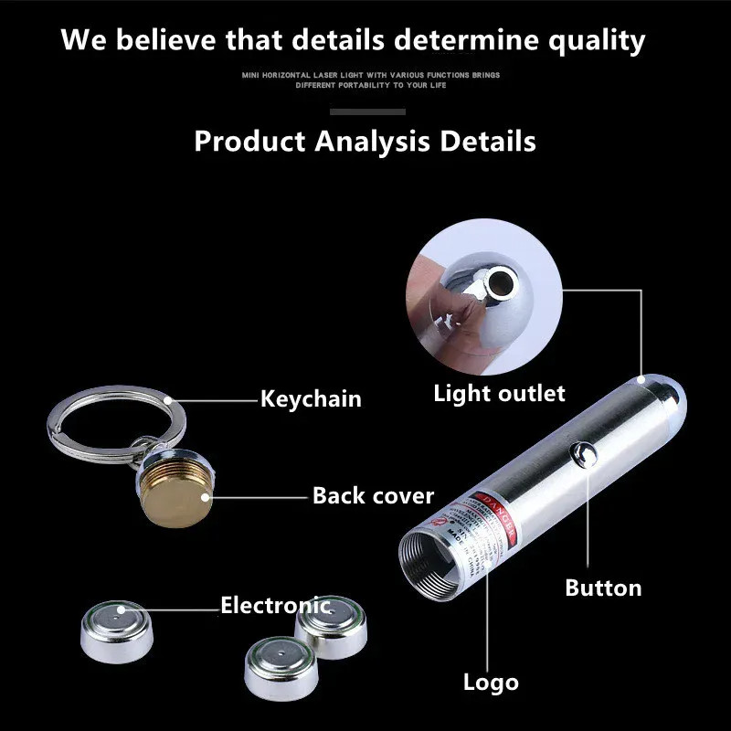 Red Laser Dot Pointer With Keychain & Batteries