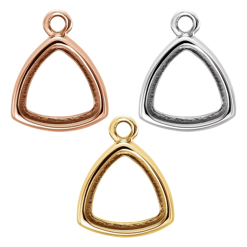 14K Solid Gold, Platinum & Sterling Silver Trillion Bezel-Set Dangle 5 mm