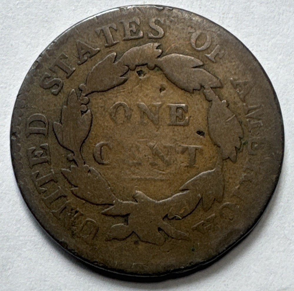 1819 Coronet Head Large Cent Rim Damage